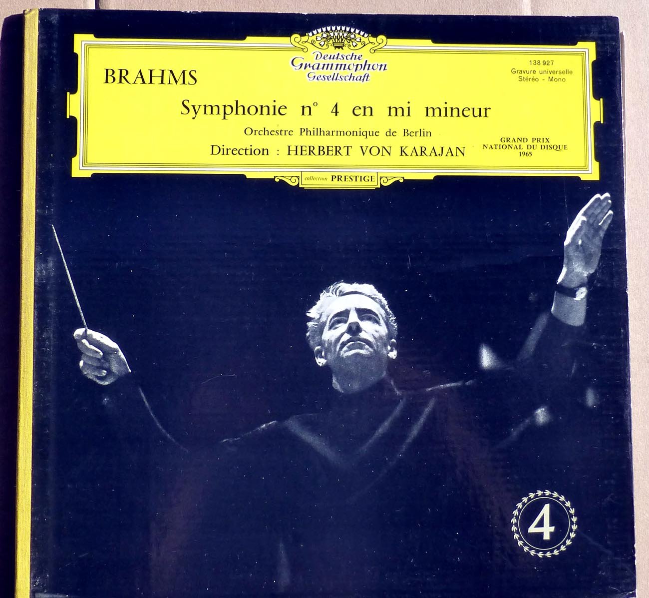 1 Disque Vinyle LP 33 Tours - Deutsche Grammophon 138 927 - BRAHMS - Symphonie N°4 en mi mineur - Herbert Von Karajan - Orchestre Philharmonique de Berlin