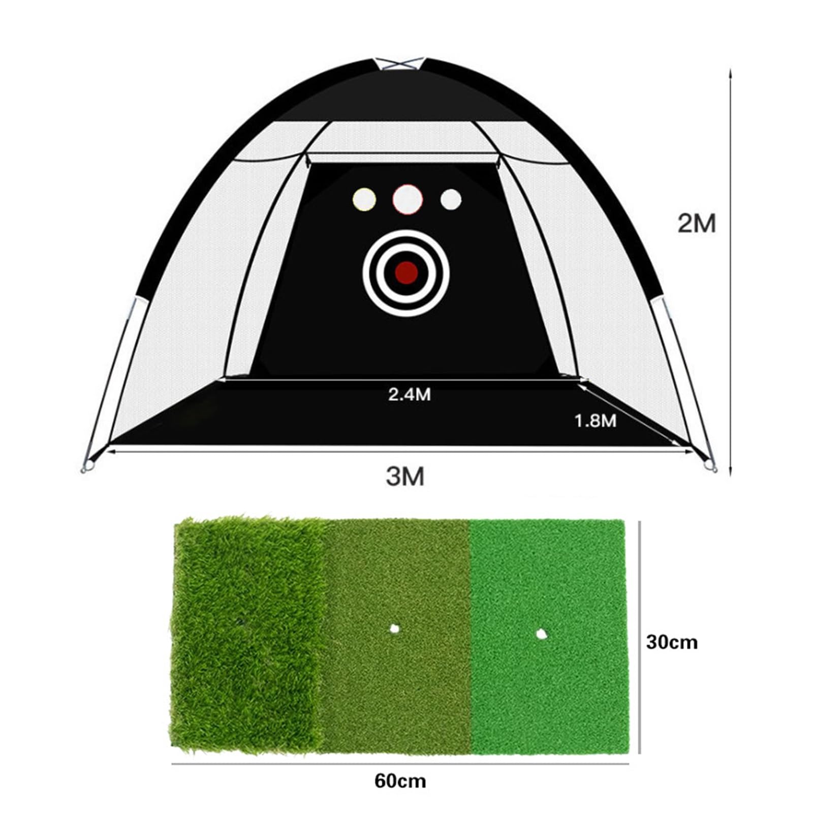 Filet d'entraînement de golf, cible de frappe avec tapis de frappe, kit d'aide à l'entraînement, tente d'entraînement, sac de transport, sports d'intérieur et d'extérieur, cadeau pour tous les âges, y