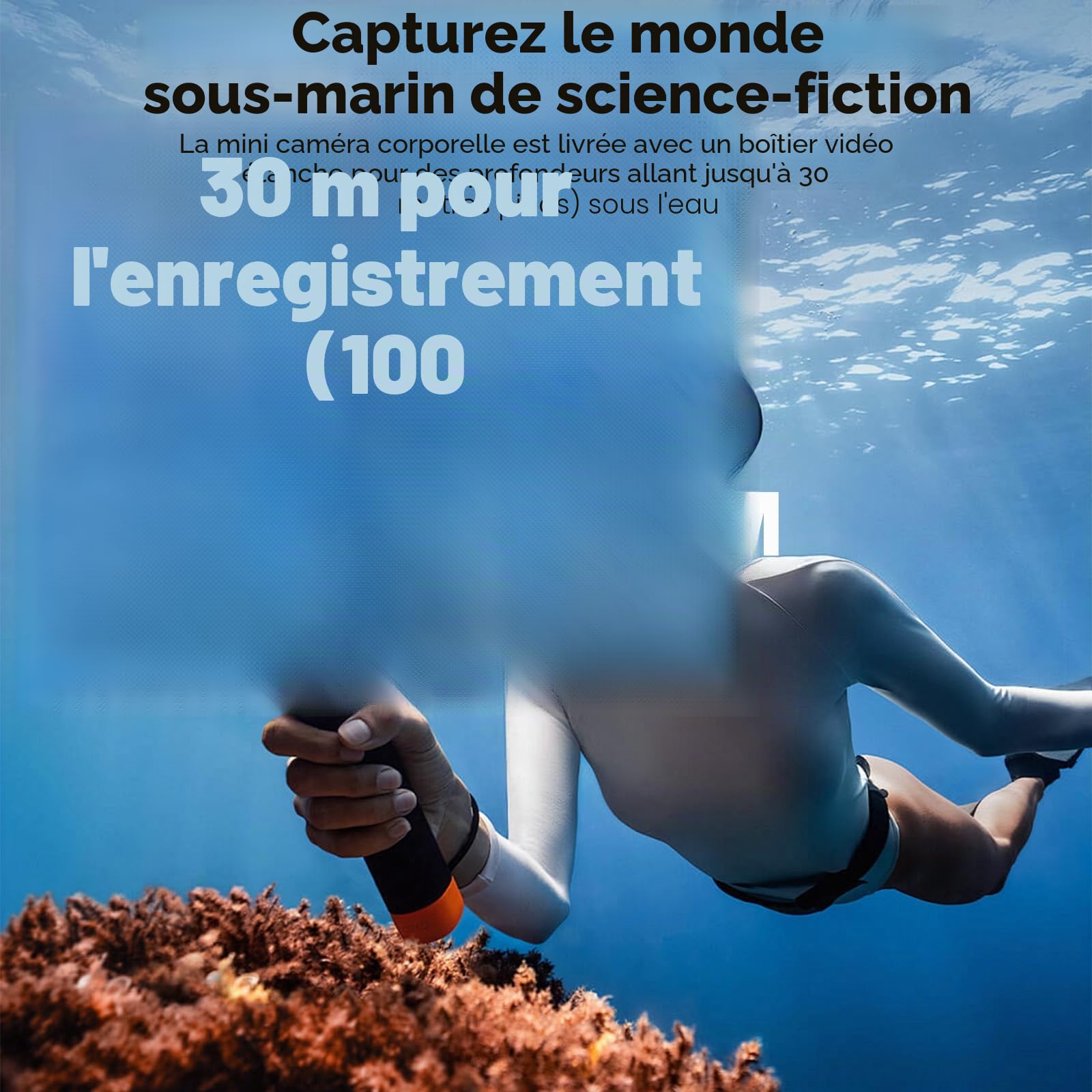Mini caméra d'action Wi-Fi 1080p, 360° 64 Go, caméra d'action sport HD avec objectif rotatif à 180°, écran tactile, POV mains libres, caméra sous-marine étanche jusqu'à 30 m, caméra pour casque de