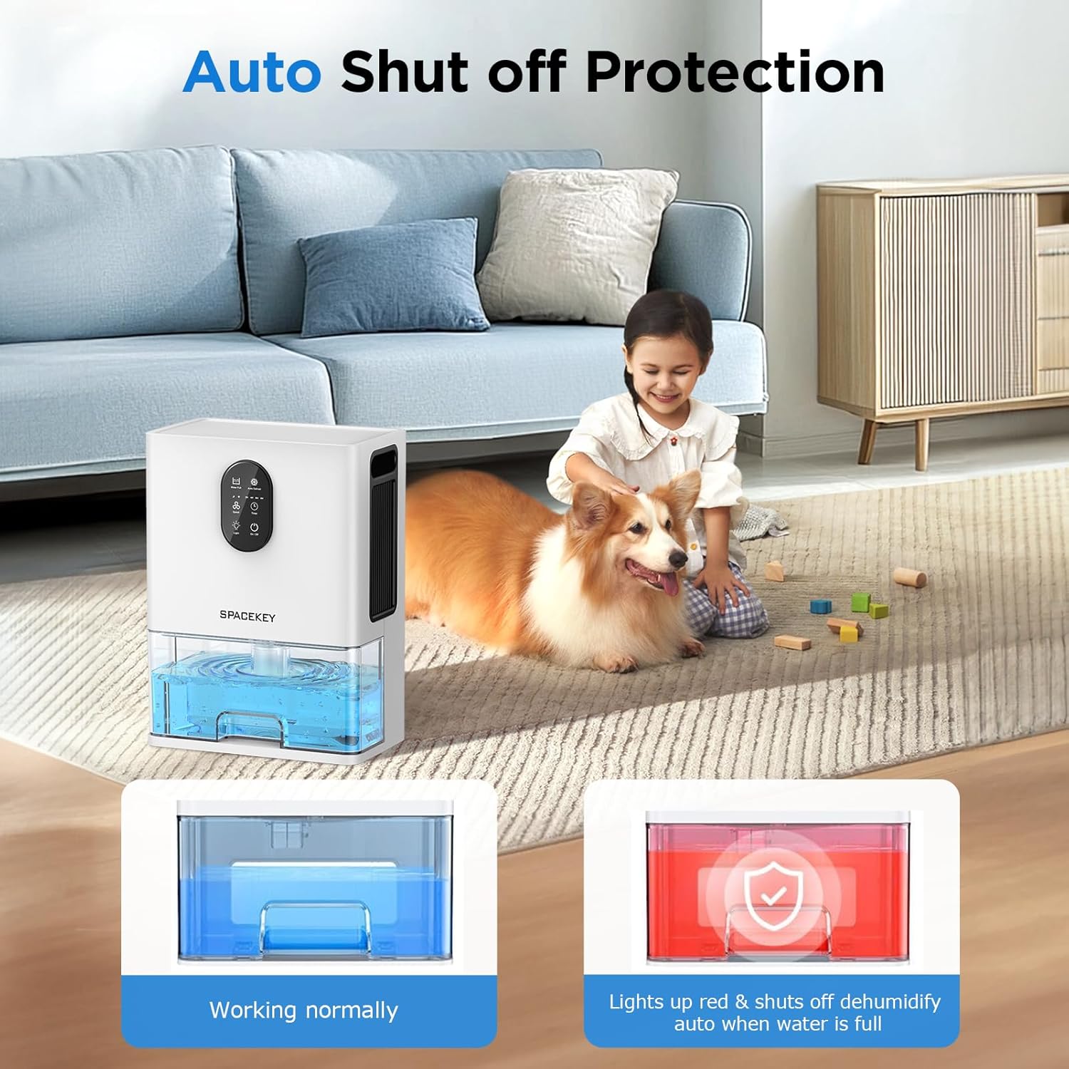 Dehumidifier, 106 OZ Water Tank Dehumidifiers for Home with Timer, 1000sq.ft Quiet Dehumidifier for Basement Bathroom Bedroom RV, Auto Shut Off, Timer, Sleep Mode, Washable Filter, 7 Color Light