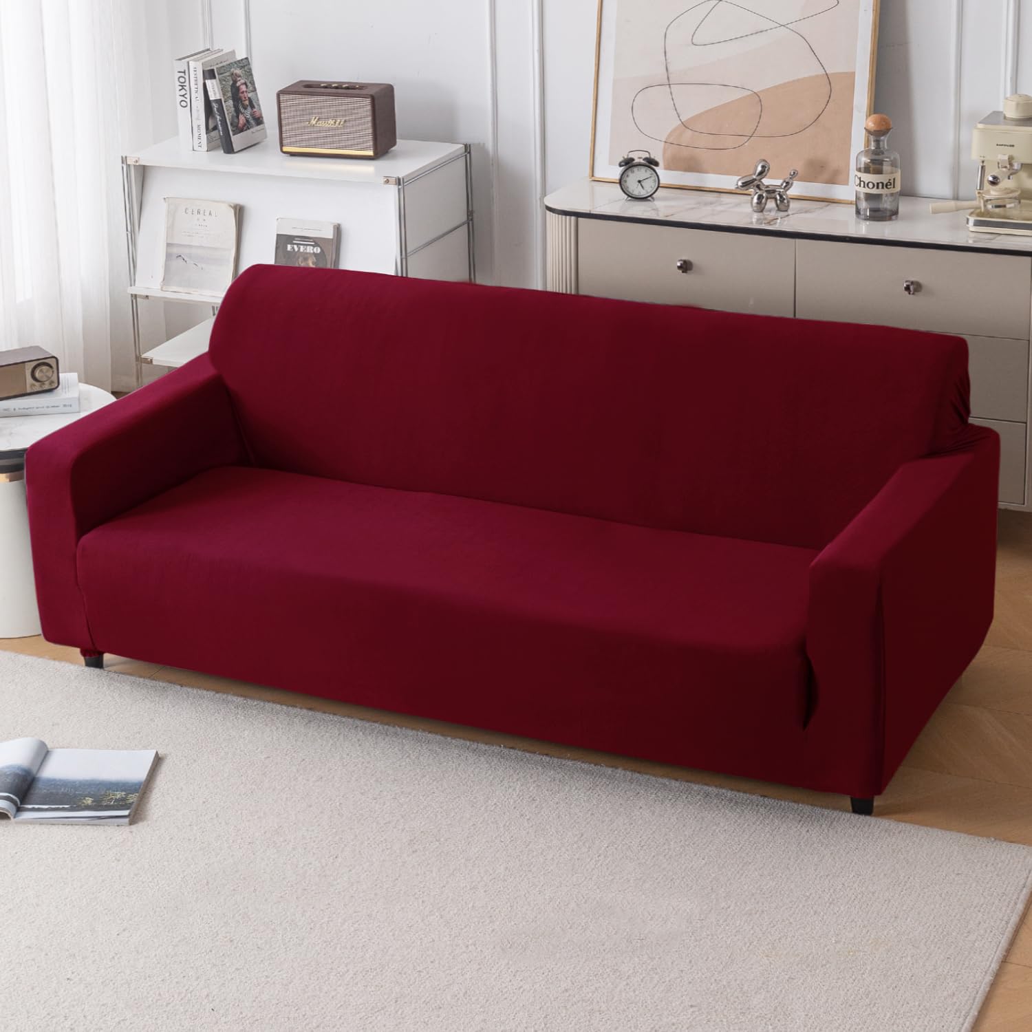 Navy Blue Sofa Cover - 3 Seater SereneSolids -24 Navy Blue Sofa Cover - 3 Seater SereneSolids -24