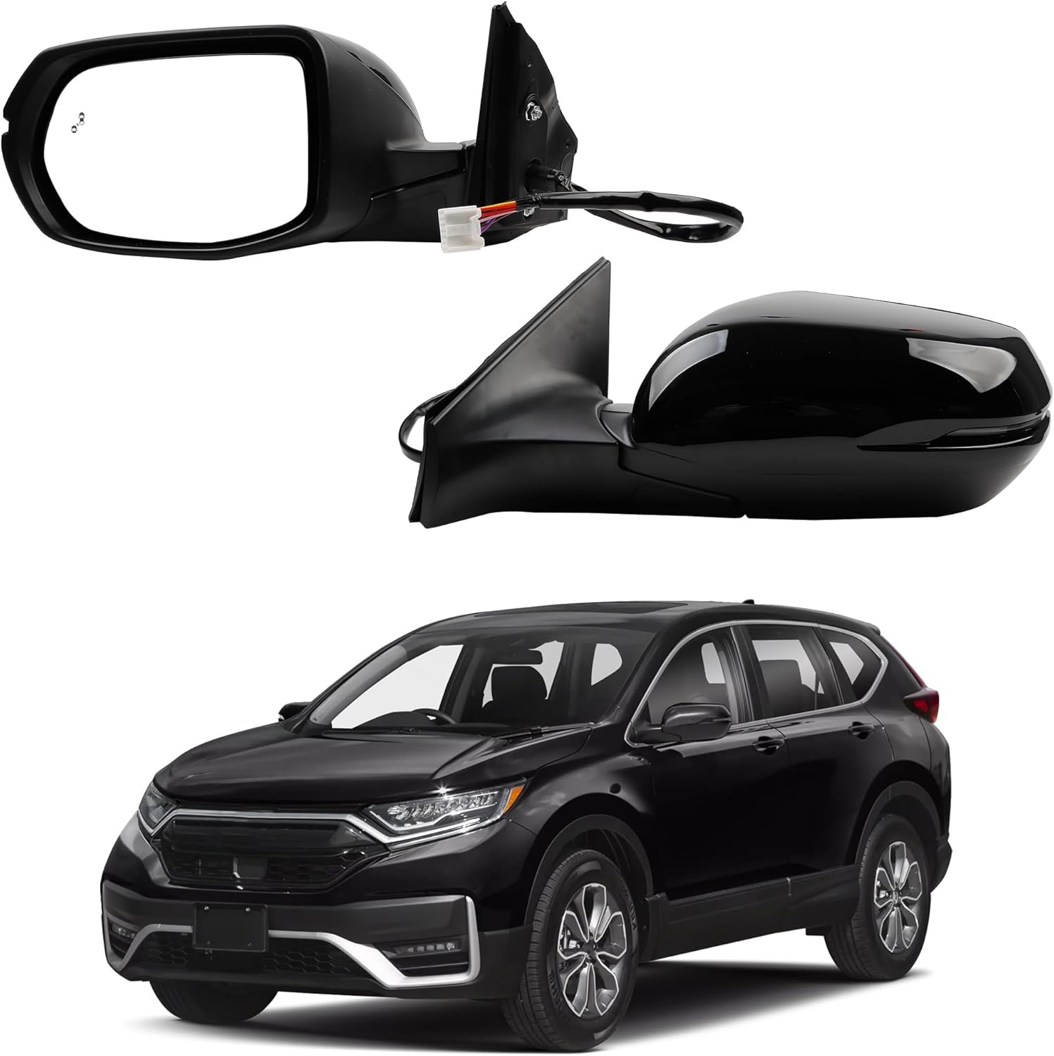 Dasbecan Left Driver Side Mirror Compatible with Honda CRV 2017-2022 Manual Folding, Power Glass, Heated, with Turn Signal Light, with Blind Spot Detection BSD Replaces 76251T1WA01ZF 9Pins