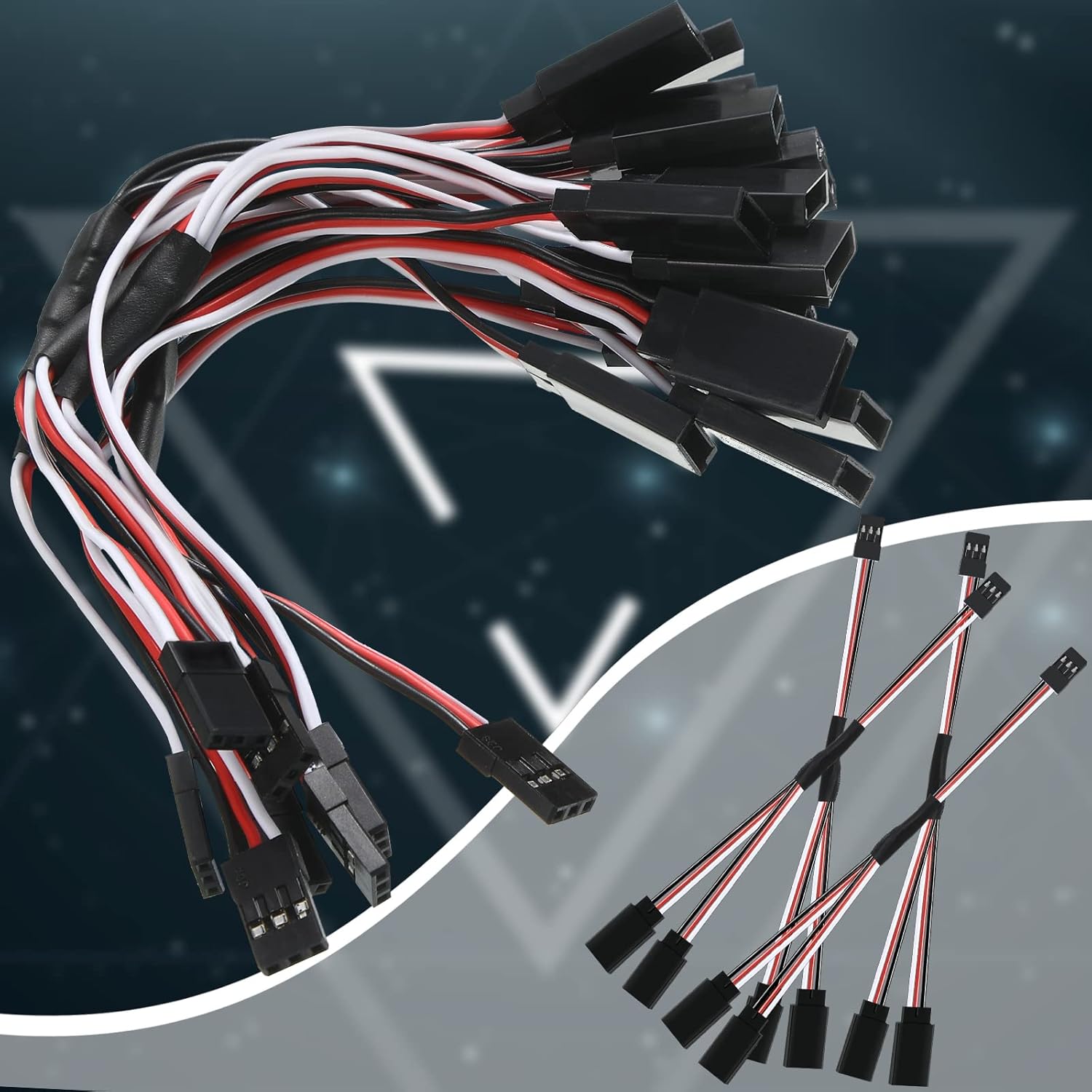 Eccliy 9 Pieces Y Connector 3 Pin Plug Splitters Servo Extension Male to Female Servo Extension Cord Wire Cable Compatible with Jst Rc Jr Futaba Rc Car or Airplanes(Male to 2 Female Y Harness)