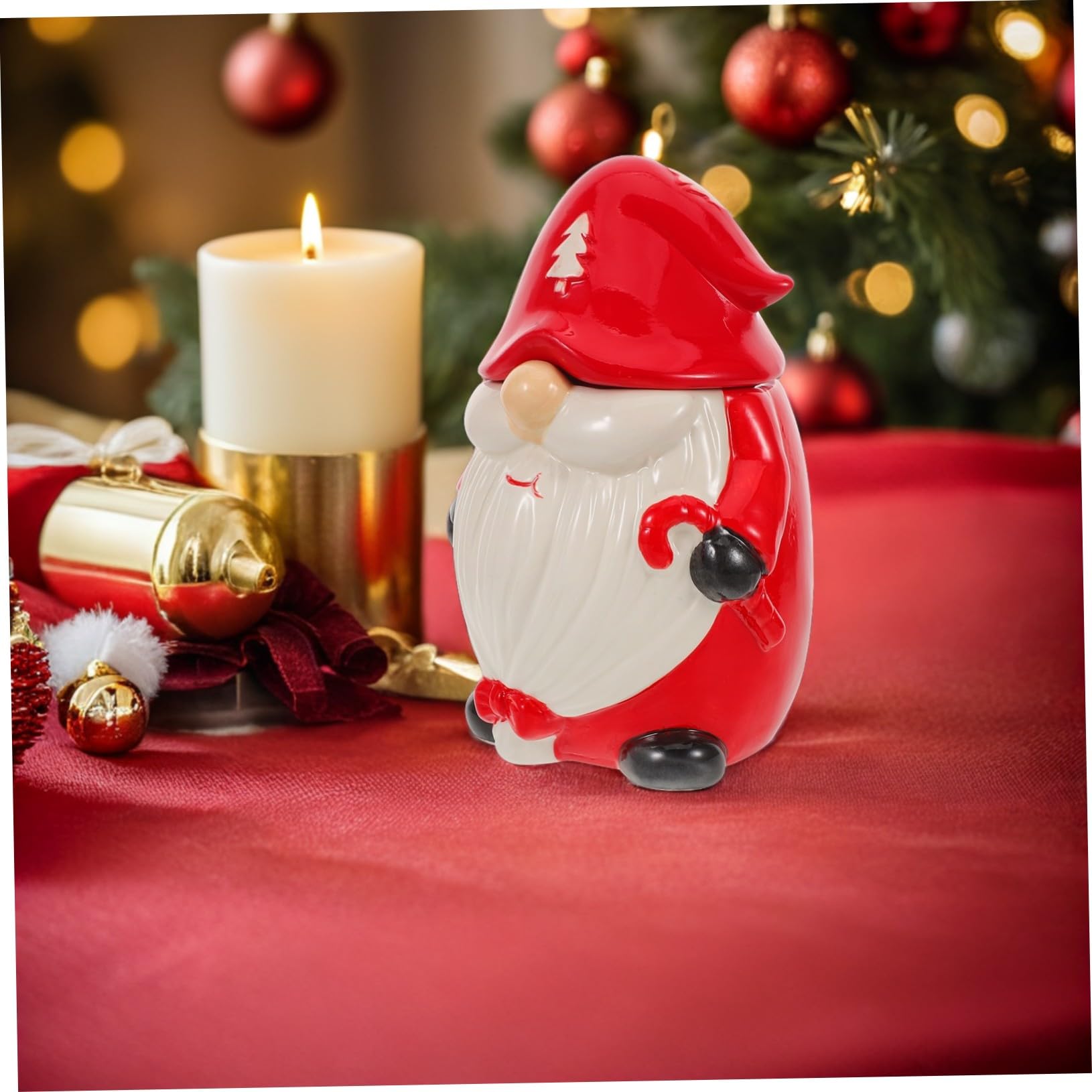 MAGICLULU Pot Céramique Forme De GNOME De Noël Boîte De Conservation pour Aliments De Fêtes Bonbons Et Biscuits avec Couvercle