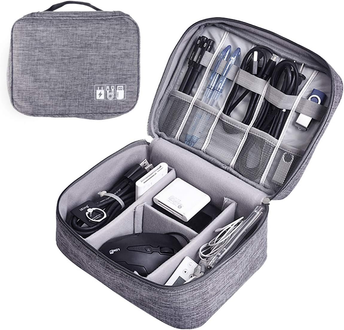 Intbase Travel Cable Case Universal Cable Organizer Easy Carry Accessories Bag Electronics Organizer for Chargers Cables Power Bank Hard Drive