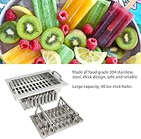 Vista 3 de Molde de metal para paletas, molde comercial para paletas, 40 agujeros para palitos de acero inoxidable con soporte, molde para paletas de hielo