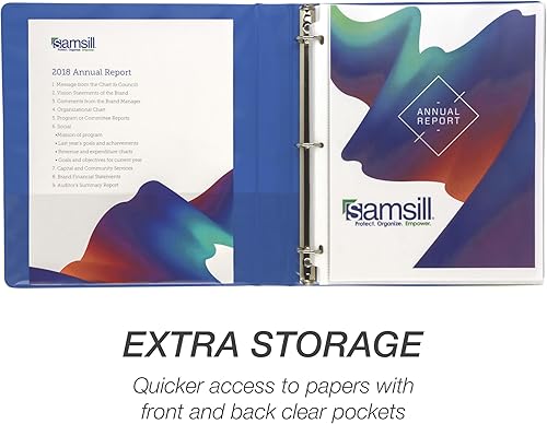 Vista 221 de Samsill (MP128587) - Carpeta de 3 anillos redondos de 3 pulgadas, fabricada en los EE. UU., con cubierta transparente personalizable para insertos