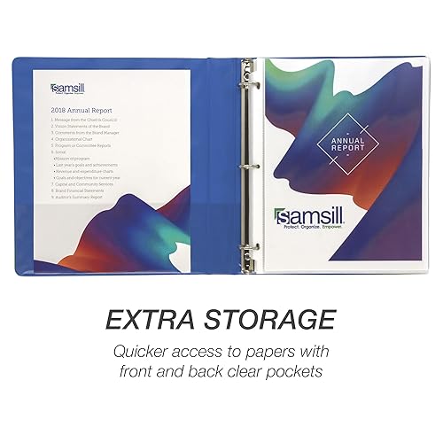 Vista 233 de Samsill (MP128567) - Carpeta de 3 anillos redondos de 2 pulgadas, fabricada en los EE. UU., con cubierta transparente personalizable para insertos