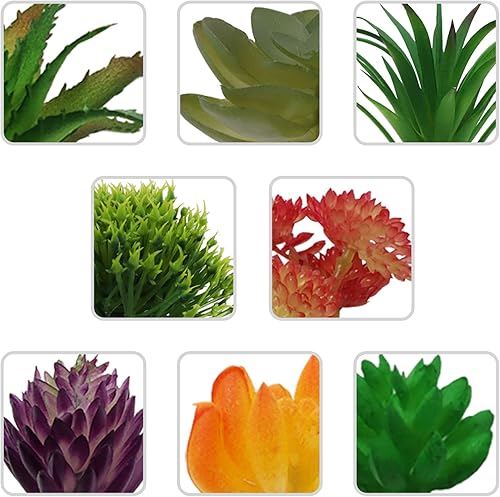 Miniatura 6 de Plantas suculentas artificiales, 16 piezas de suculentas falsas coloridas, mini suculentas artificiales para bricolaje, hogar, pared, jardín,