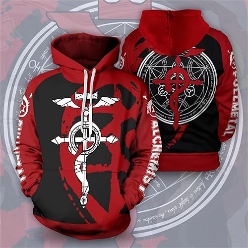 Miniatura 4 de Weixu Sudadera con capucha de anime 3D Edward Elric Roy Mustang, unisex, para cosplay
