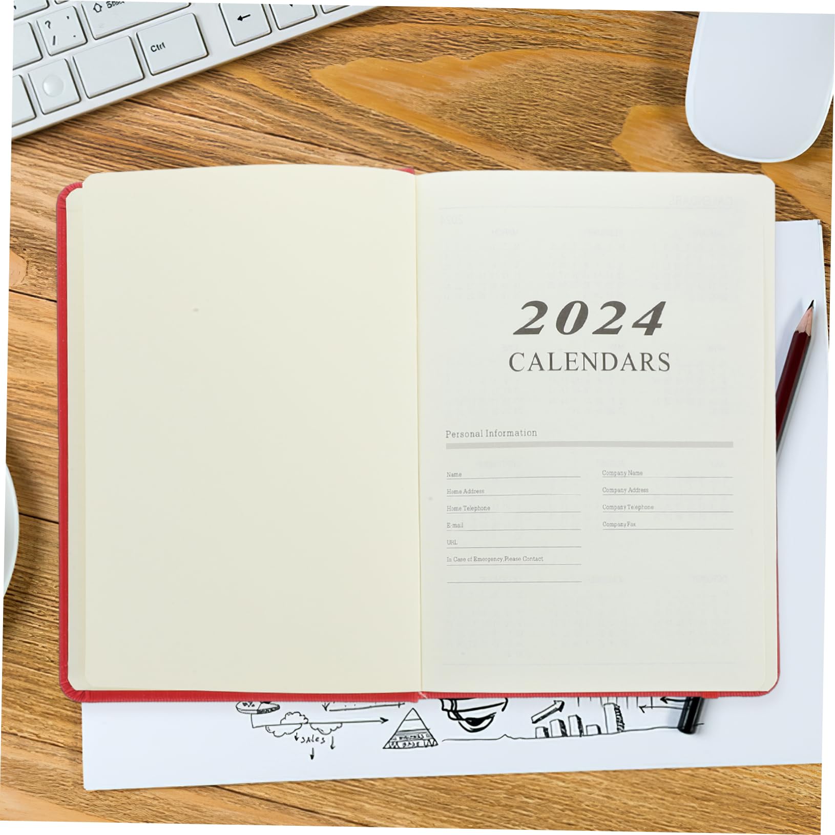 Notizbuch für Zeitplan mit Rotem Papier Multifunktionaler Wochenplaner für Schüler und Lehrer Abschlussatmosphäre und Schulanfang Deko