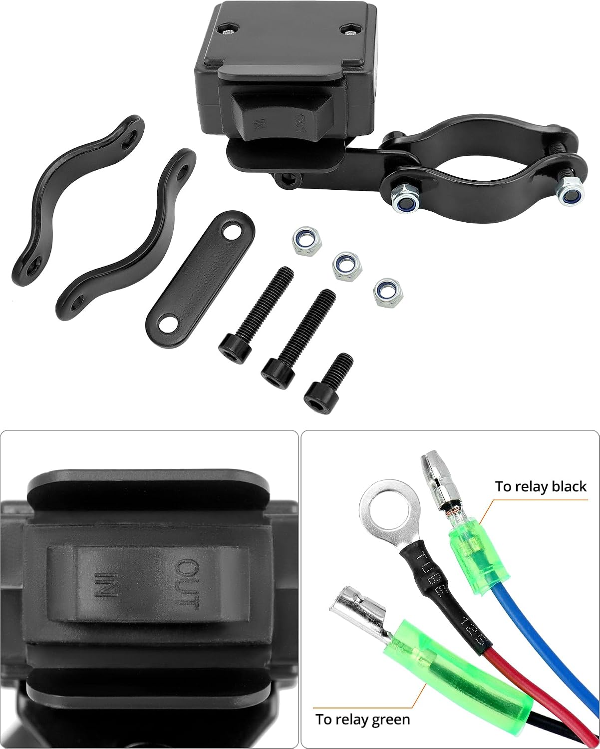 QWORK Winch Rocker Switch Kit for ATV/UTV - 12V Weatherproof and Waterproof Switch Compatible with Polaris, WARN, Honda & More - Fits 1,500 to 6,000 lb Winches - Control Line Kit & Mounting Bracket