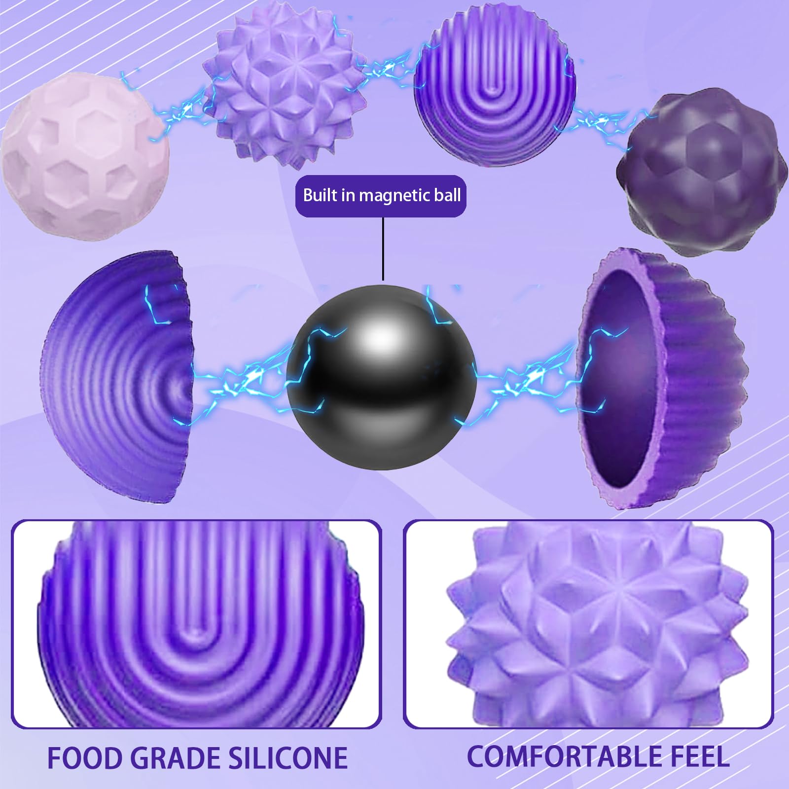 8 Stuks Magnetische Fidget-ballen – Siliconen Stressverlichters Voor Rustige Handen