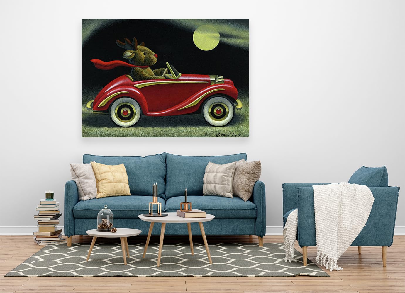 VERRE ART Printed Framed Canvas Painting for Home Decor Office Wall Studio Wall Living Room Decoration (60x45inch Wrapped) - Rudolph