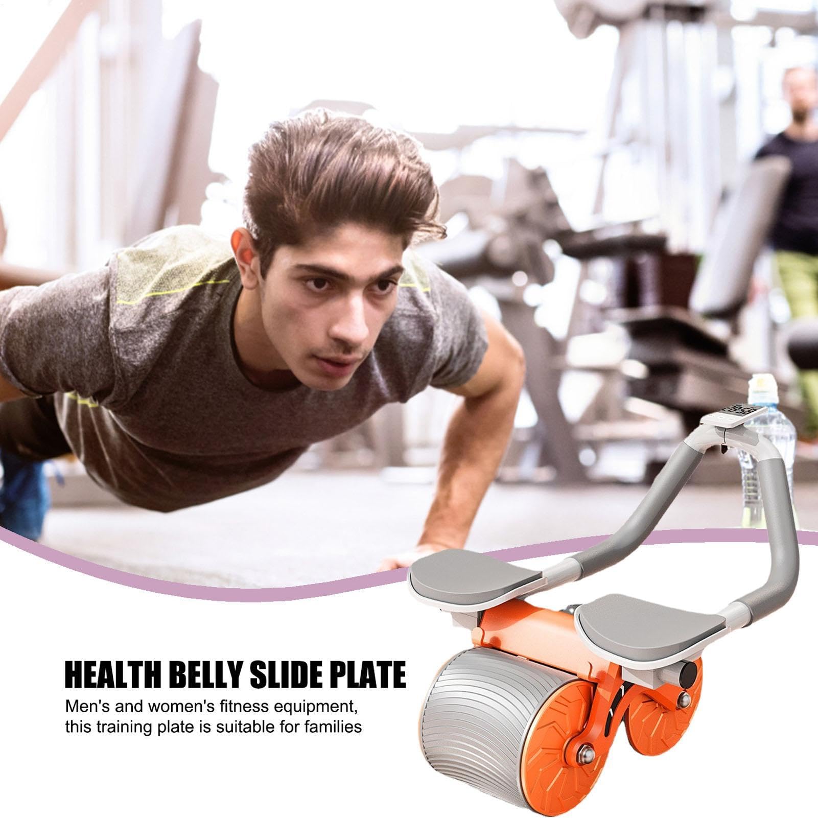Rueda de fitness – Rueda de ejercicio abdominal, antideslizante doble | agarre, ultra ancho con asas ergonómicas, rodillera, equipo de entrenamiento de fuerza para hombres y mujeres
