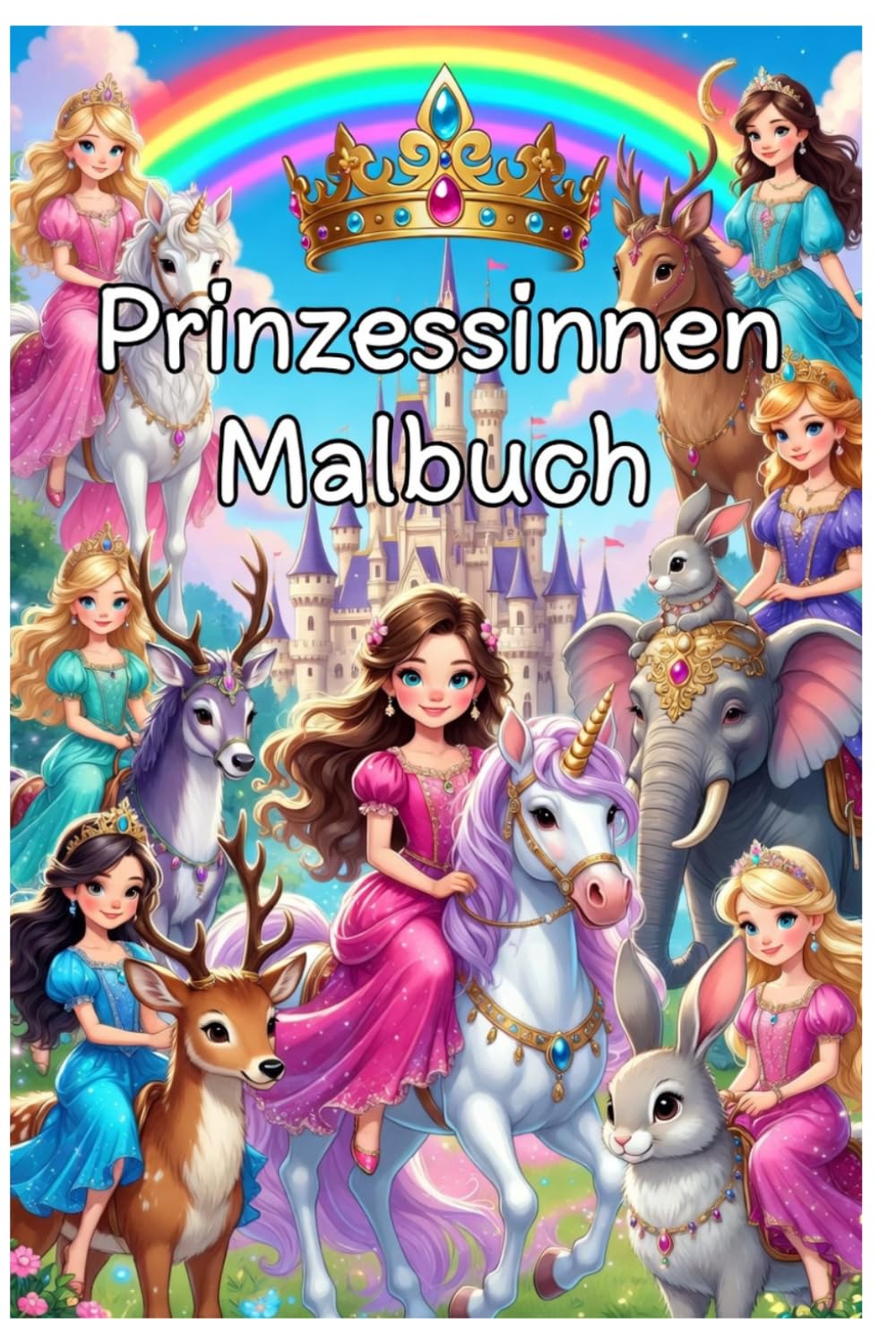 Prinzessinnen Malbuch: Einhorn-Prinzessinnen, Tiere-Prinzessinnen & Märchenfreunde | 10 zauberhafte Seiten