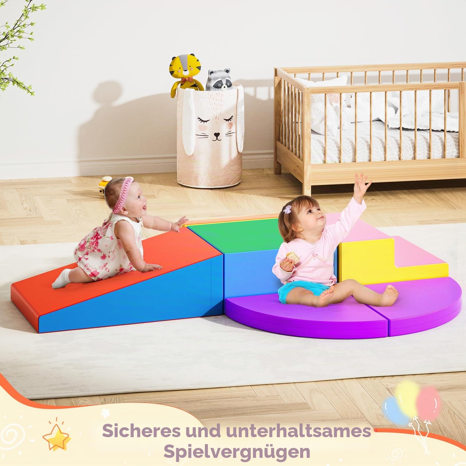 Hoyiyobi Schaumstoff-Kletterblöcke für Kinder, Schaumstoff-Bausteine ​​XXL, Montessori-Spielzeug für Kinder, waschbarer Bezug für Indoor-Spaß, Baby-Soft-Spielset (Gemischte Farbe-6)