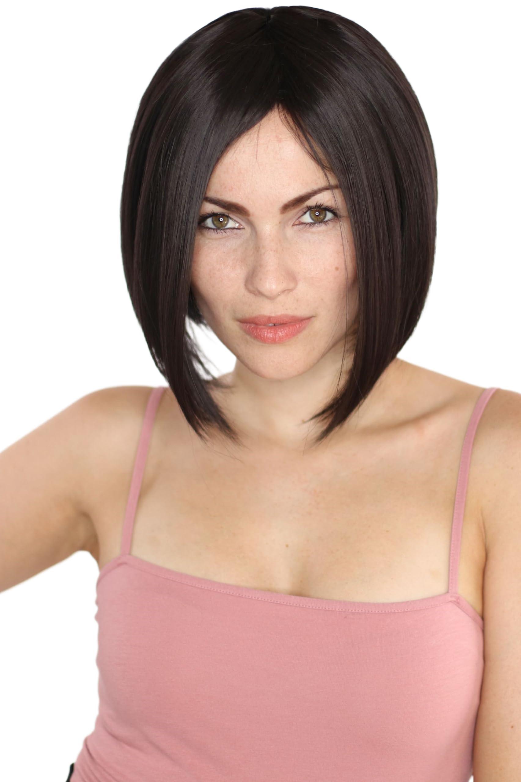 Prettyland Donna Ladies Parrucca corta dritta a gradini Bob Cut Wig Nero C2459