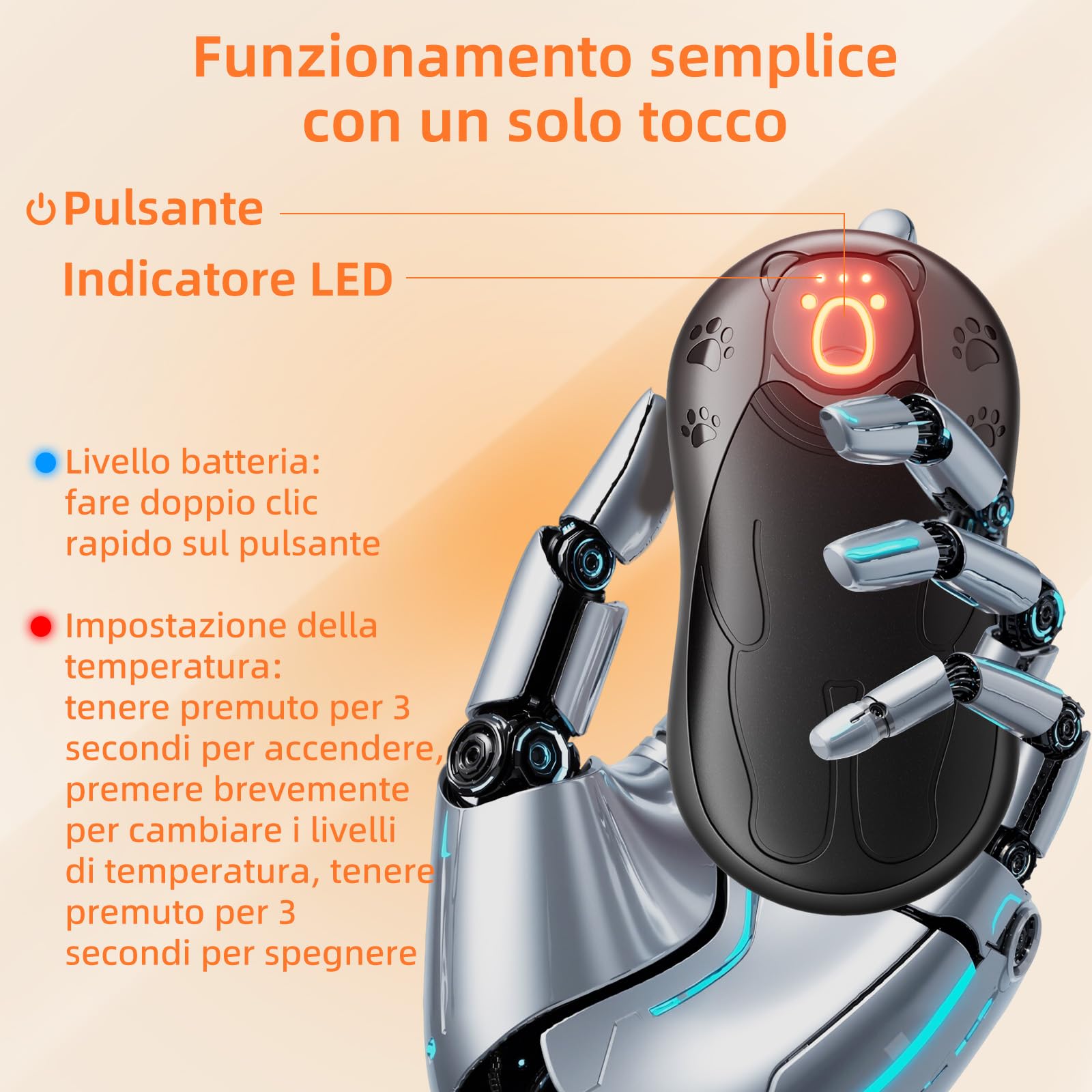 Scaldamani Elettrico 12000mAh, OUTJUT 2 in 1 Magnetico Scaldamani Ricaricabile con 3 Livelli di Riscaldamento Fino a 52℃ Riscaldamento a 360° Scaldamani a Ricarica Rapida per Caccia, Regali di Natale