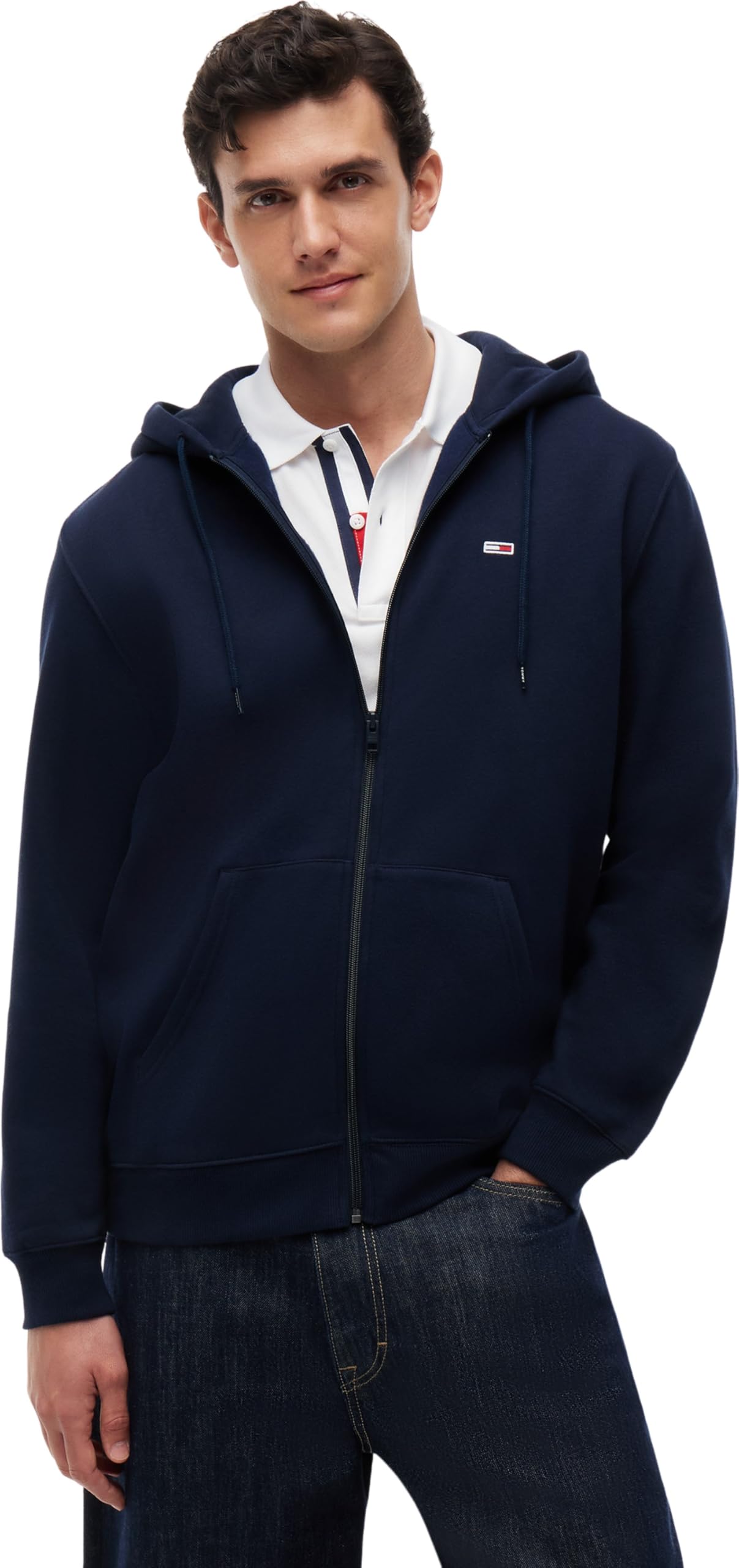 Tommy Jeans Herren TJM Reg Flag Zip Fleece Thru Dm0dm20743 Kapuzenpullover, Blau (Dark Night Navy), XL EU