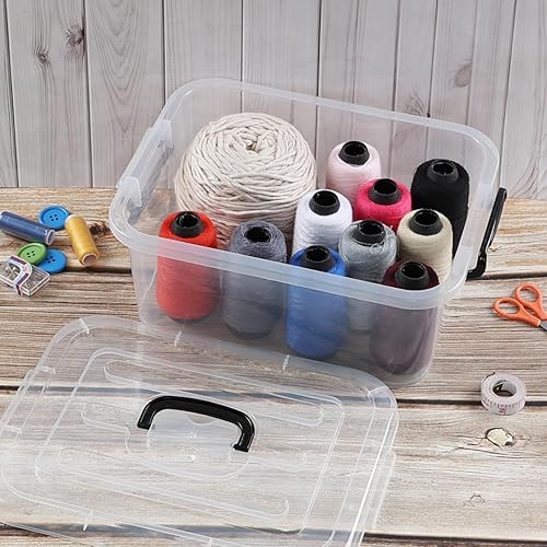 Miniatura 5 de Quickquick - Caja de plástico de 8 L con asa, contenedores de cierre de almacenamiento con asas, transparente, 2 paquetes