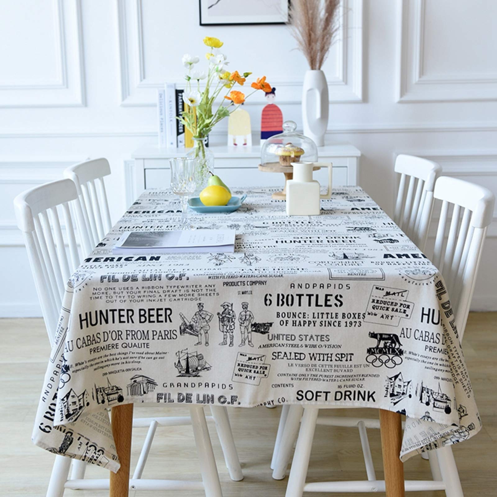 Amazon｜テーブルカバー 英字新聞 綿麻生地 70*70 おしゃれ
