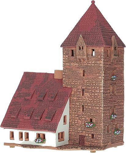 Miniatura 7 de Ceramic Houses Collection - Miniatura coleccionable hecha a mano de la histórica torre Schuldturm en Nurnberg, Alemania - Portavelas con velas de