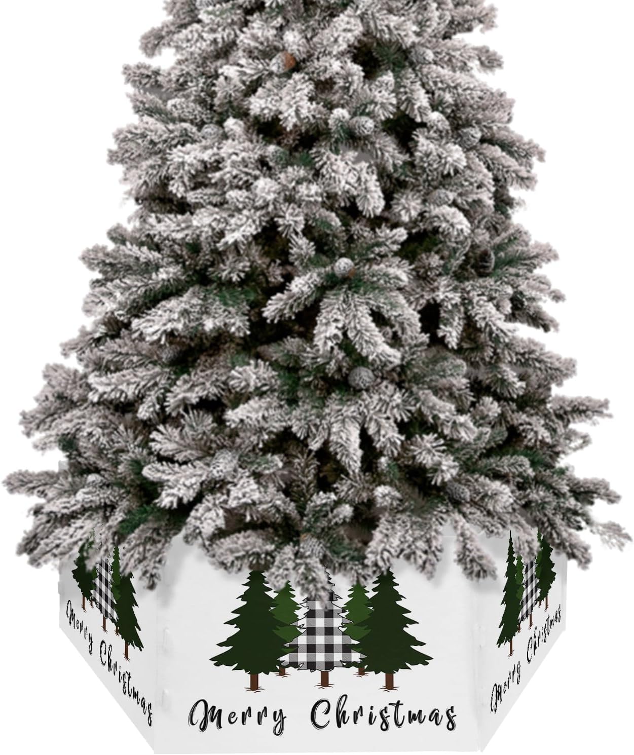 Christmas Tree Collar 6-PCS14.5"x 10", Christmas Tree Ring Black White Checked Christmas Tree Christmas Tree Stands Skirts Base Covers for Xmas Holiday Home Decor