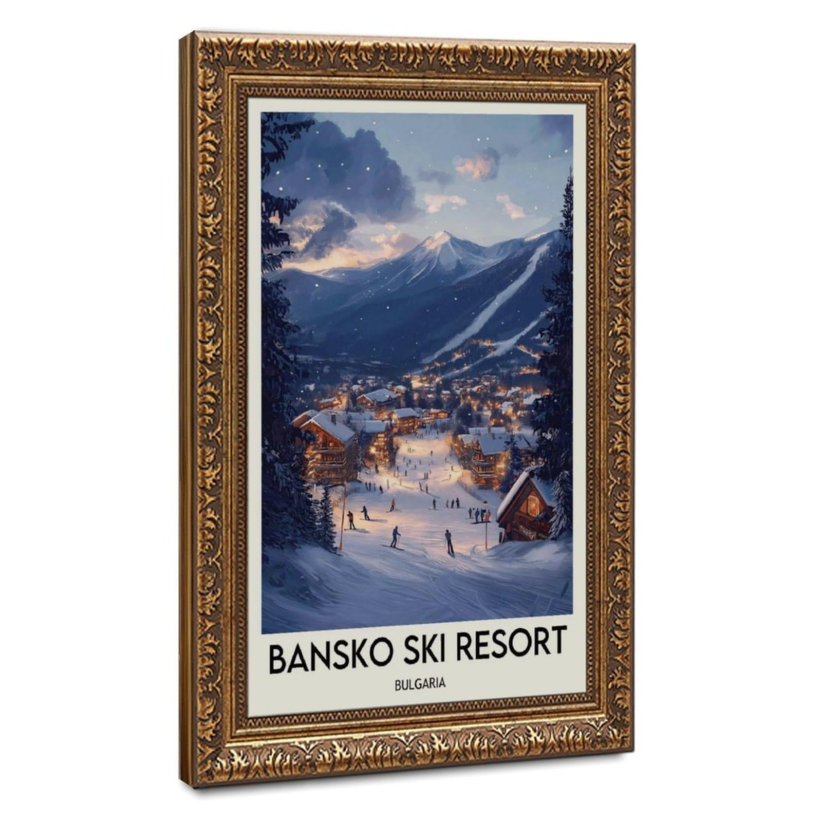 LXWNZE Bansko Ski Resort Poster, Bansko Art Canvas Poster Bedroom Decor Landscape Office Room Decor Gift 8" L X 12" W