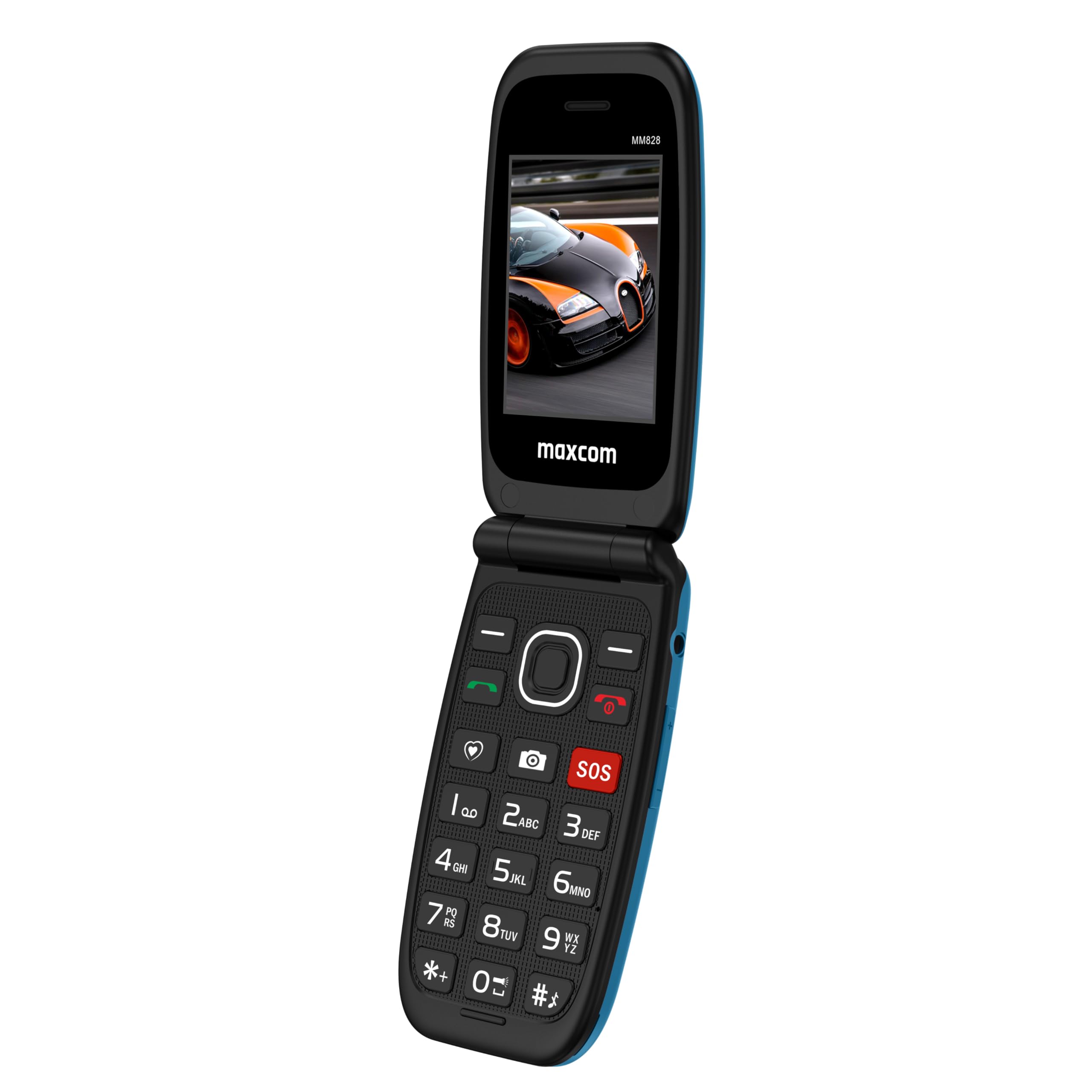 MAXCOM MM828 - Telefono cellulare 4G per anziani con flip cover, tasti e icone grandi, pulsante SOS, 8 contatti di chiamata rapida, marcatura diretta, schermo 2,4", batteria 1200 mAh, blu