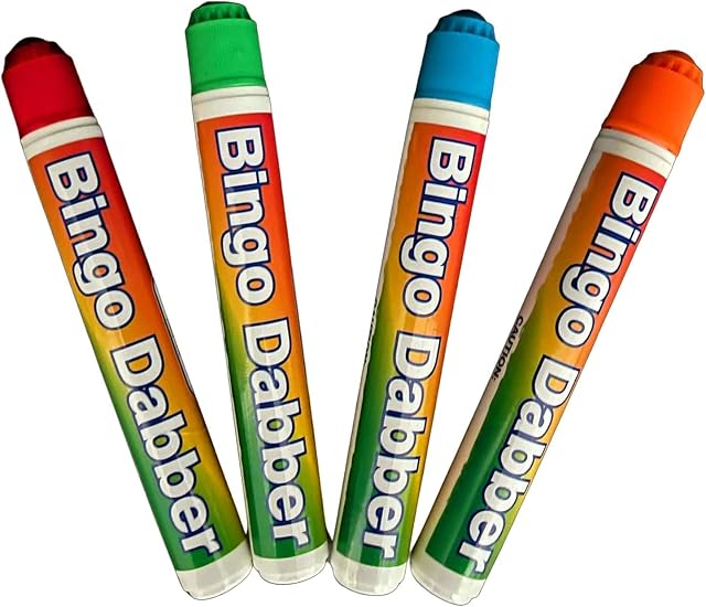 LORD C Bingo Pens Dabbers Non Toxic Paint Marker Dinky Dabbers Bingo Kids Gift Dot Markers For Playing Tickets Cards Game Or Preschool Learning With Toddlers Kids Children Multi Coloured (pack of 4)