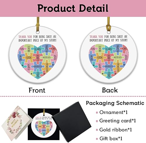 Miniatura 2 de REWIDPARTY Regalos de agradecimiento para mujeres, gracias por ser una pieza tan importante de mi historia, adorno de Navidad para profesores,