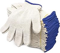 Evridwear 12 Pairs Medium Cotton Polyester String Knit Work Gloves No Dots - Reversible Safety Gloves for Mechanics, Painters, Gardeners