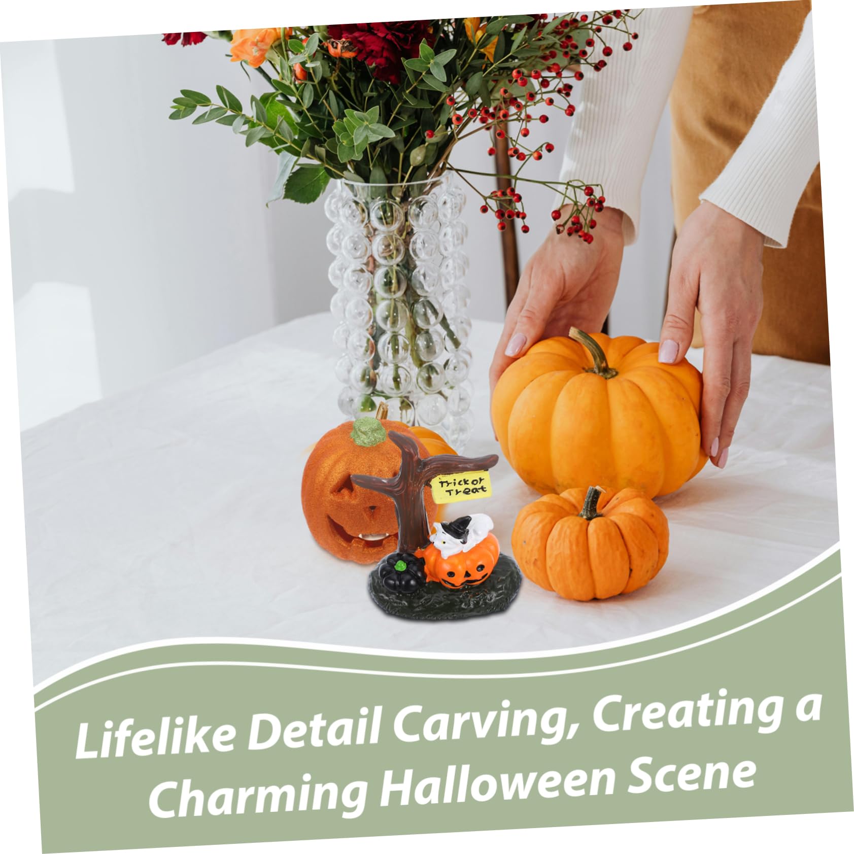 5 Figuras en Miniatura de Halloween, decoración de Mesa con Forma de Mini casa, estatuas de Micro paisajes, artesanía de Resina para Decoraciones de otoño y Fiestas de Halloween.