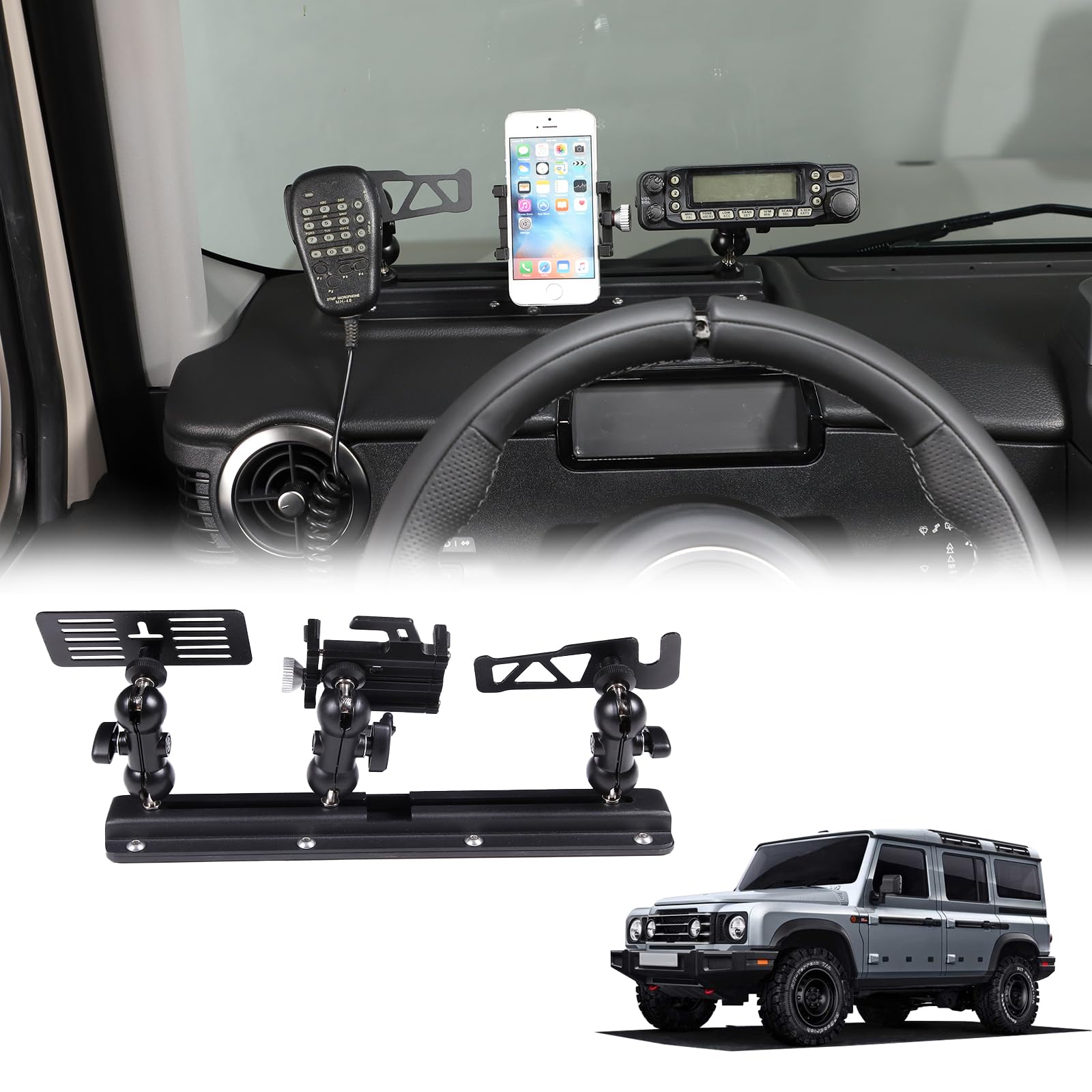 Car Phone Holder Mount Compatible with Ineos Grenadier 2020-2024 Center Console Dashboard Hands Free Multifunctional Track Phone Holder