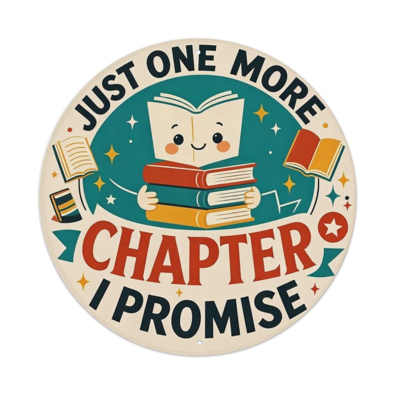 Retro Bookworm Reading Metal Tin Sign Plaque