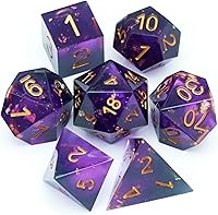 Vista 14 de Haxtec Juego de dados DND azules, dados de resina de borde afilado, copos dorados con estuche de dados D&D, dados para juegos de rol RPG