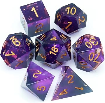Haxtec DND Dice Set Sharp Edge Resin Dice with Metal Case, Gifts for DND Lovers - Handmade Polyhedral D&D Dice for Dungeons and Dragons TTRPGs
