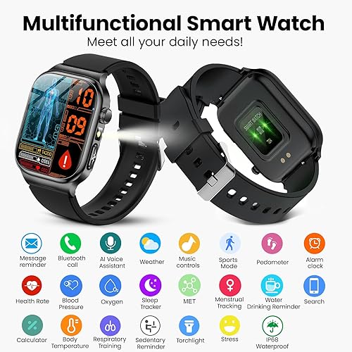Miniatura 5 de Reloj inteligente de salud para mujeres y hombres – 2.04 pulgadas AMOLED reloj de seguimiento de actividad física con frecuencia cardíaca 24/7,