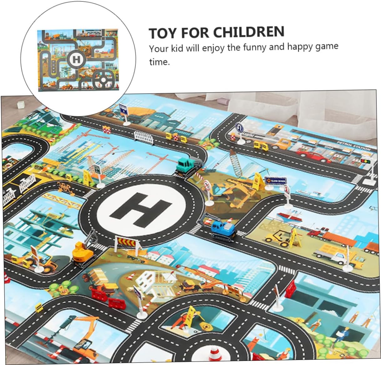 1set Cognitive Parlor Game Mat for Boys and Girls Assorted Rug Indoor City Traffic Scene Realistic Signs for Fun Learning and Imaginative Play