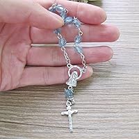 Vista 3 de Acrílico Mini Rosario Favor para Niño Azul (24 PCS) - Bautismo Comunión Recuerditos De Bautismo Bautizo, Decenarios
