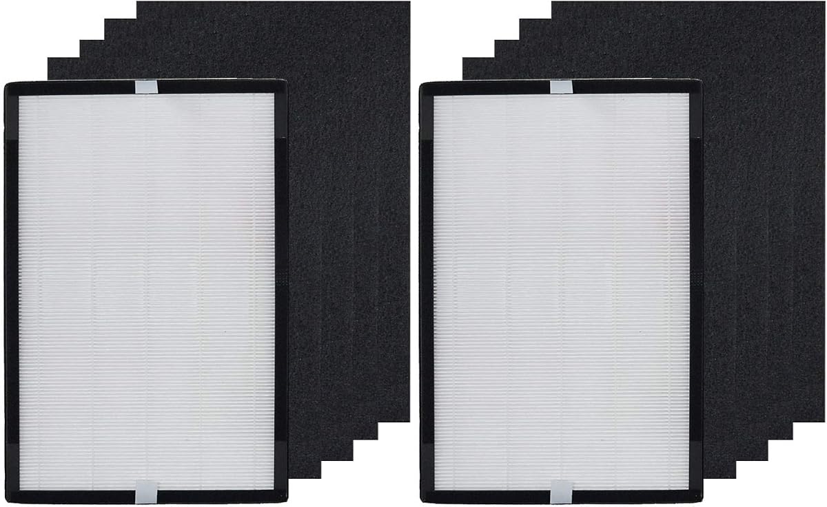 PUREBURG FLT5600 Replacement Filter Set Compatible with GermGuardian AC5600WDLX AC5600W AC5600WFL Air Purifier FLT56CB4 Filter N, Pack of 2, H13 True HEPA Activated Carbon