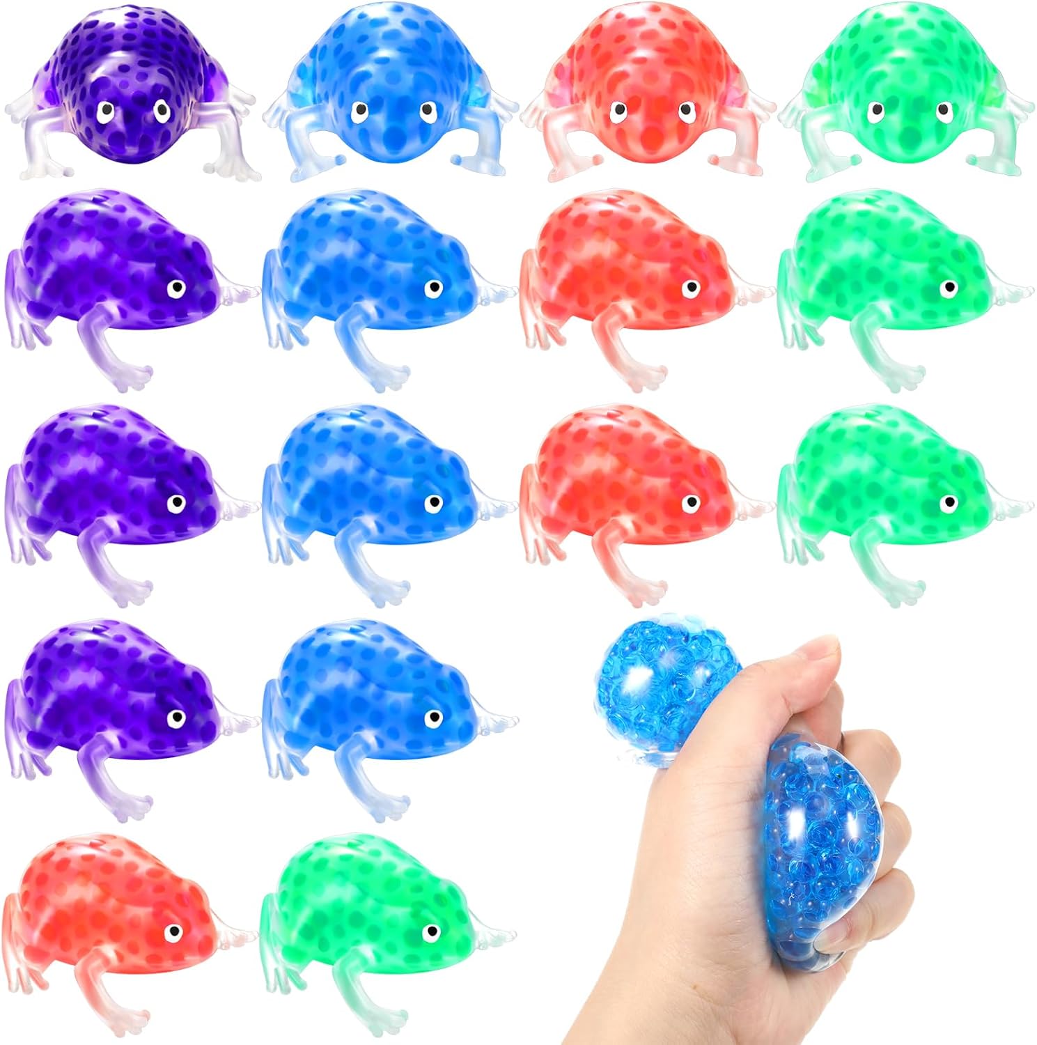 Amazon.com: Wettarn 20 Pcs Frog Squishy Stress Balls Colorful Water ...