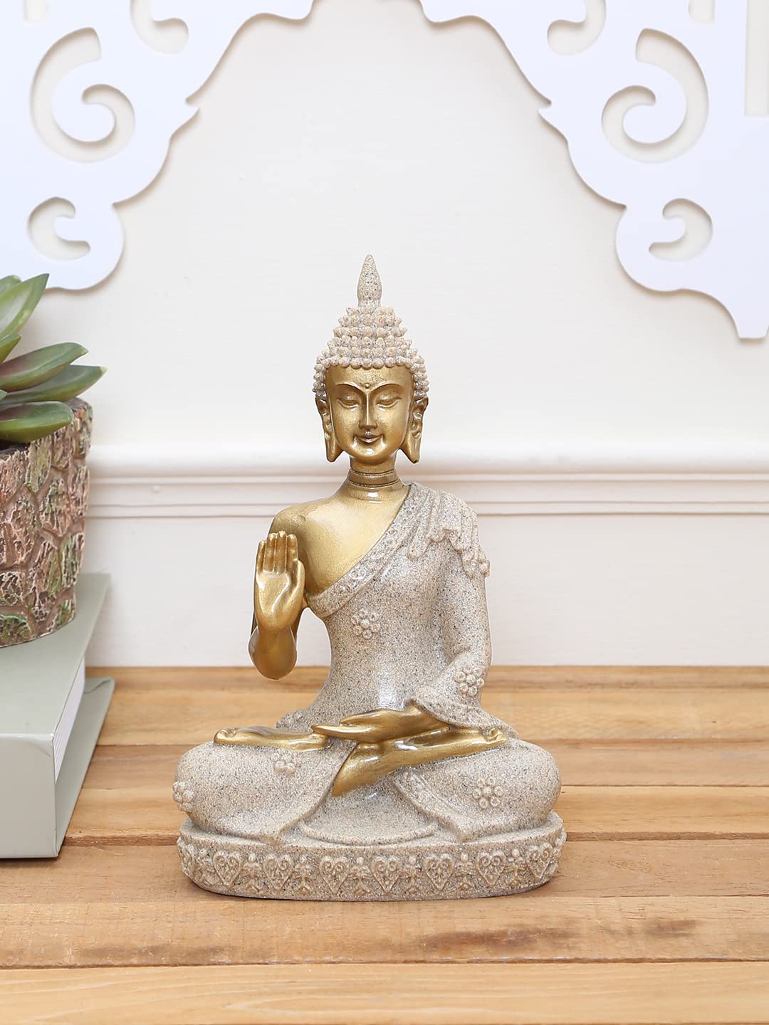 TAYHAA Golden Hue Blessing Lord Buddha Statue | Home Decor Gift Buddha ...