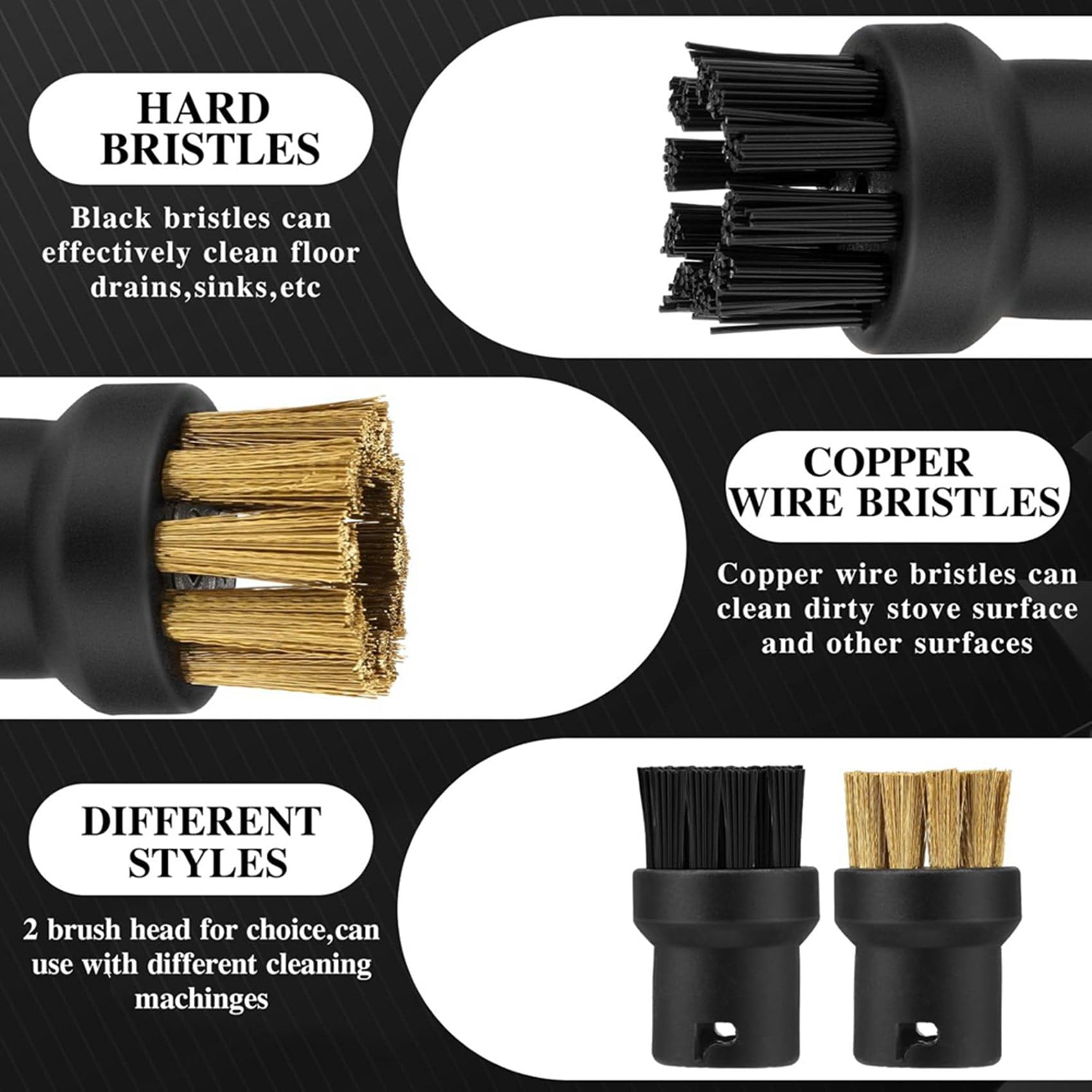 40 Pièces Têtes de Brosse de Nettoyage à Vapeur Accessoires de Brosses à Vapeur Têtes de Brosse de Nettoyage à Vapeur de Rechange pour Surfaces Dures