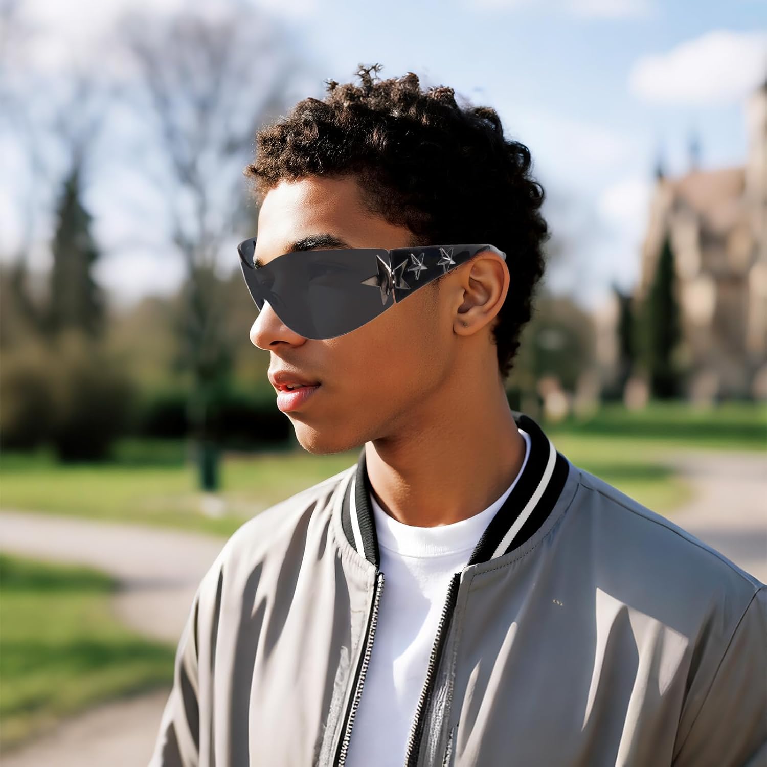 Nydotd 3 Pairs Y2K Sunglasses for Women Men, Rimless Star Trendy Wrap Around Frameless Sun Glasses 2000S Shield for Outdoor - Image 7