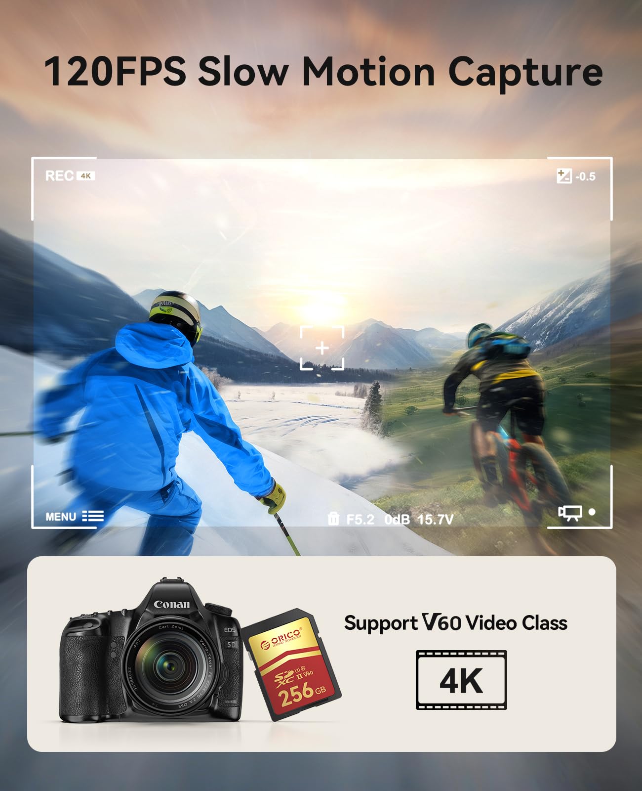 ORICO 128 GB SD-Karte, UHS-II, C10, U3, V60, 4K UHD, Full HD, bis zu 290 MB/s Lesegeschwindigkeit, SDXC-Speicherkarte für professionelle Fotografen und Content Creator – SD60