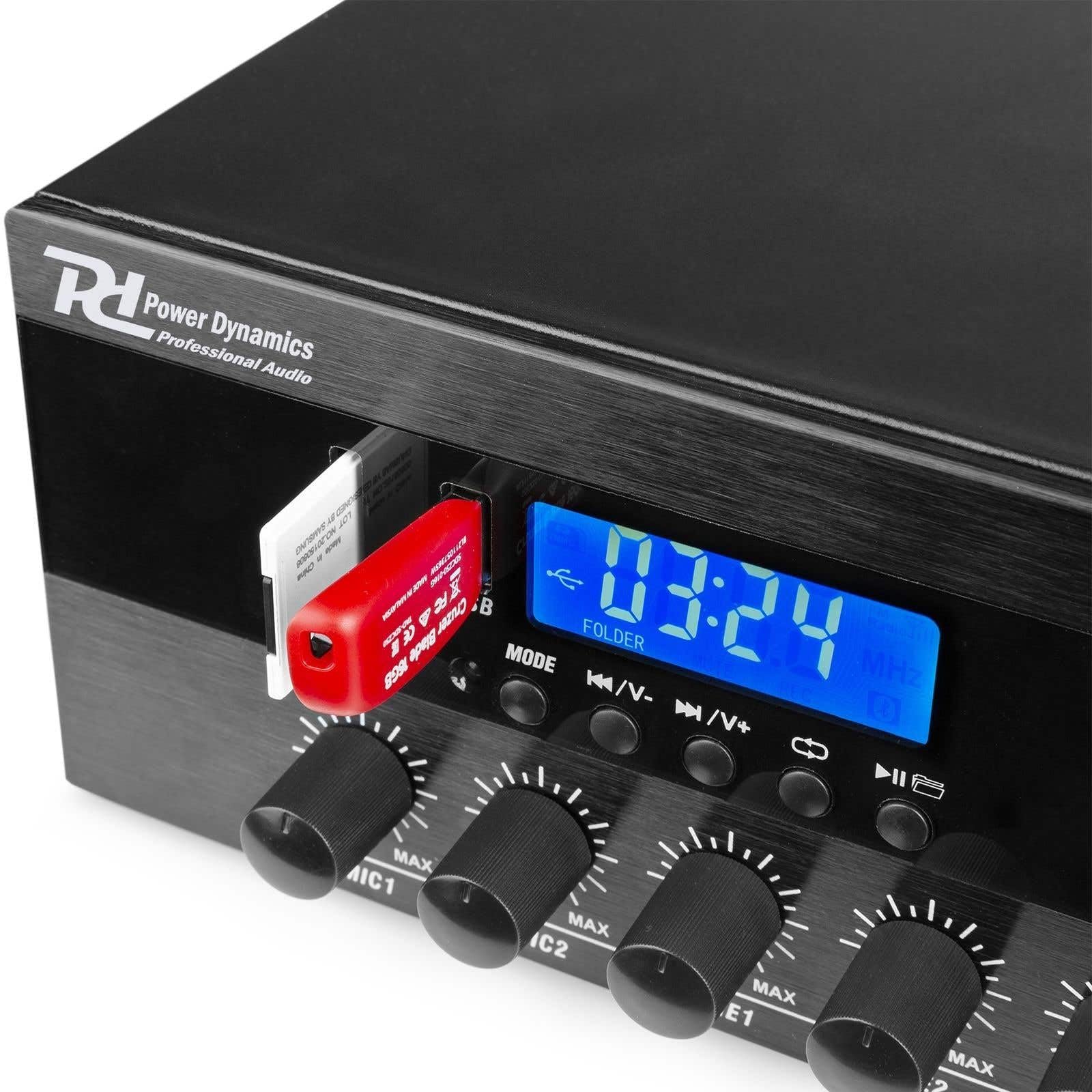 Power Dynamics PDW500MP3 Amplificateur 100V 6 Zones 500 Watts Bluetooth MP3 USB SD Radio FM XLR