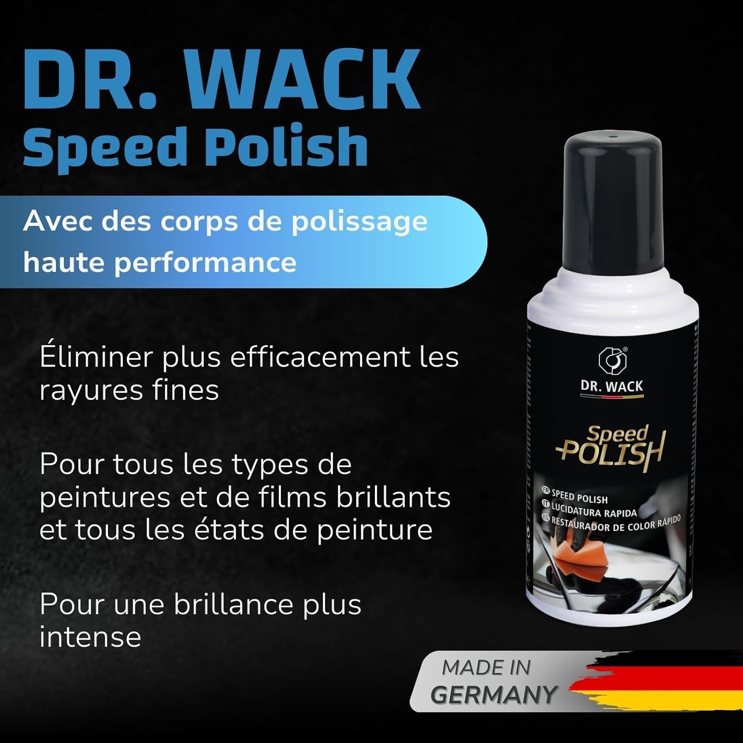 Dr. Wack - Kit Voiture Essential Gloss & Protection - High End Spray Nettoyant Jantes + Chiffon Microfirbres + Polish pour Voiture