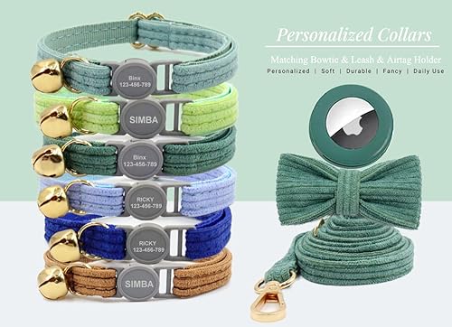 Miniatura 3 de Collar de gato personalizado con hebilla de liberación de seguridad, número de teléfono con nombre grabado para gatitos niños y niñas